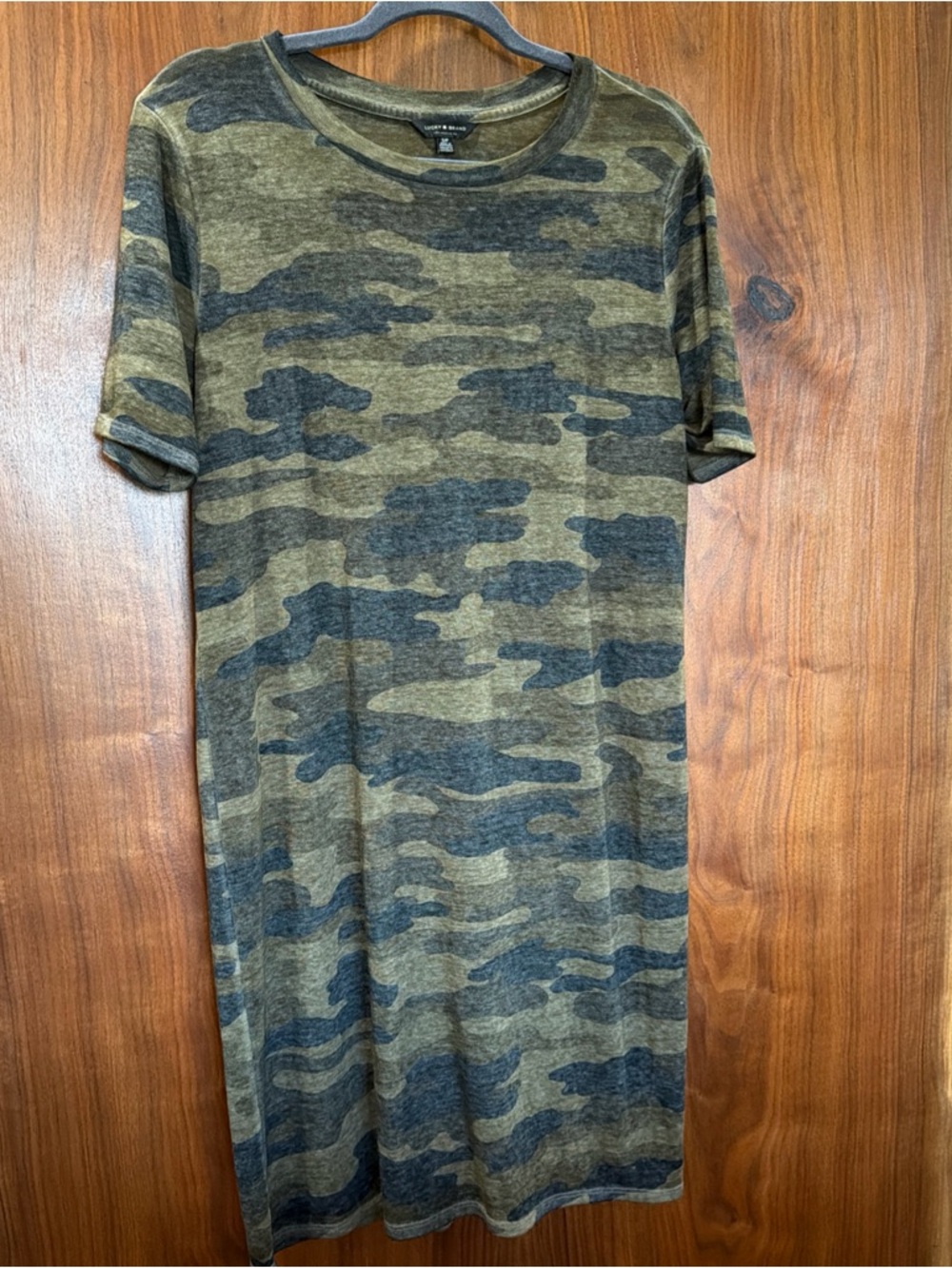 Women's Lucky Brand Greens Camo Tee Dress Lightweight Perfect for Layering! S